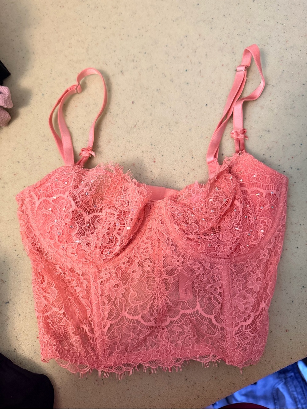 Victoria's Secret Coral Pink Lace Bustier